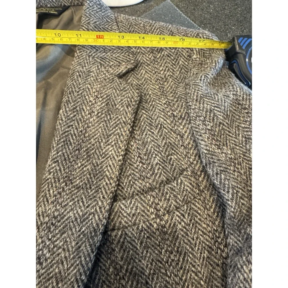 Stanford Harris Tweed Black White Herringbone Blazer Scottish Wool Pit To Pit 21